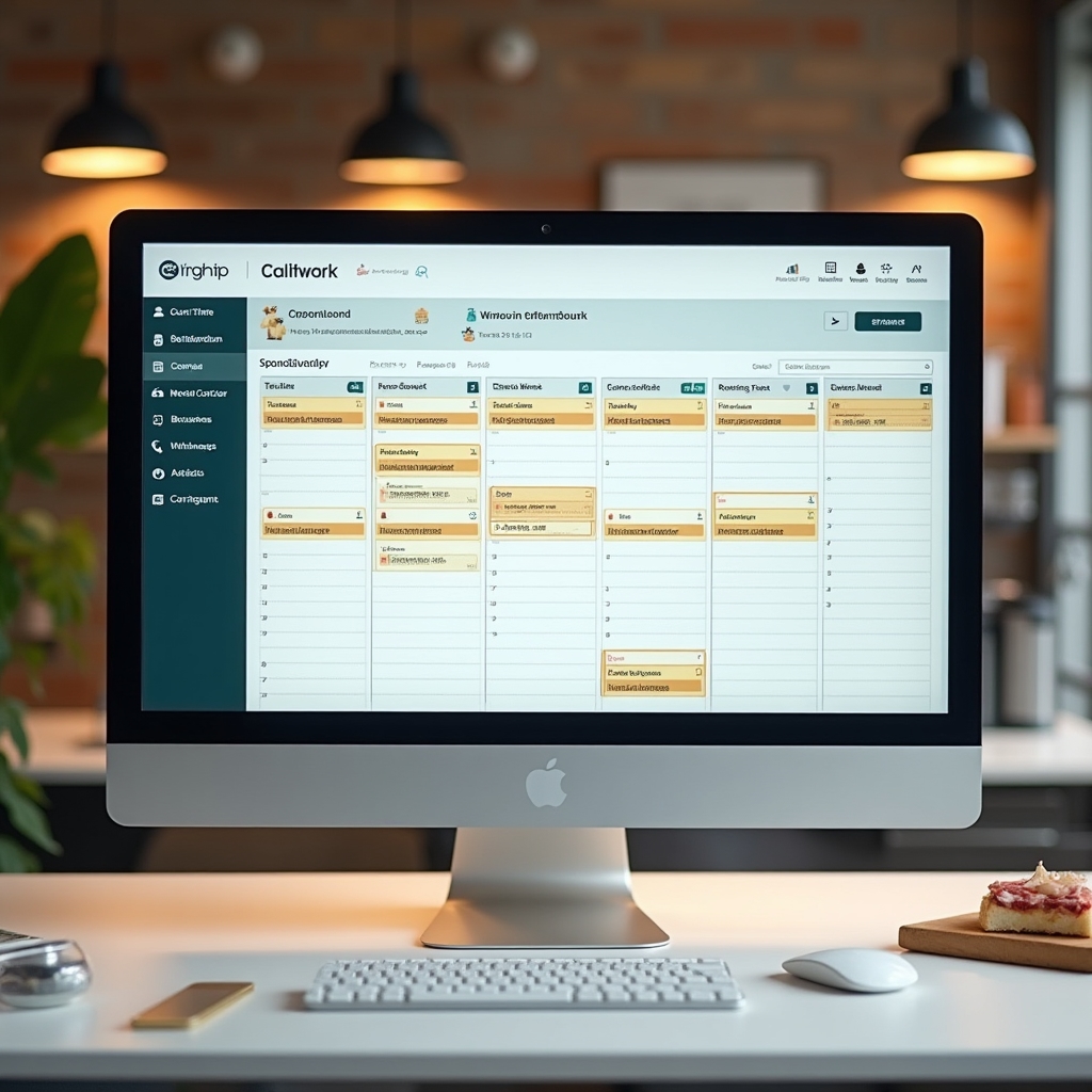 Kitchen management dashboard showing booking calendar and tenant activity